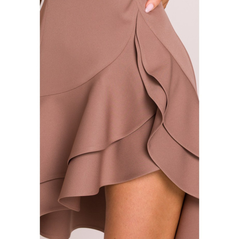 M850 Sukienka z falbanami - mokka