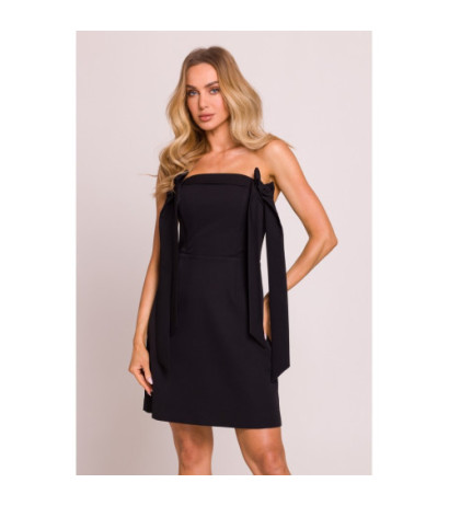 M851 Sukienka gorsetowa z kokardkami - czarna