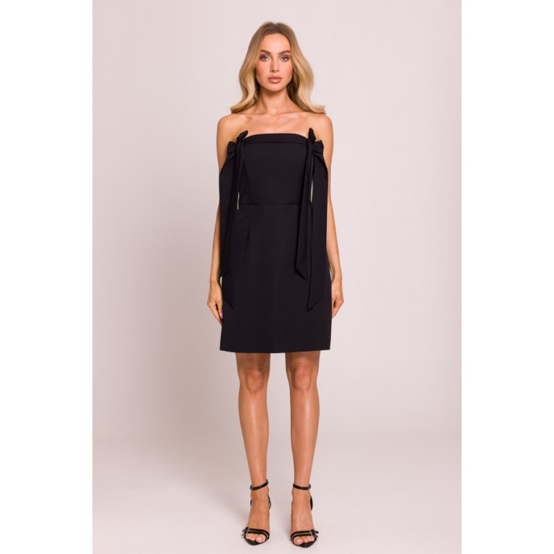 M851 Sukienka gorsetowa z kokardkami - czarna