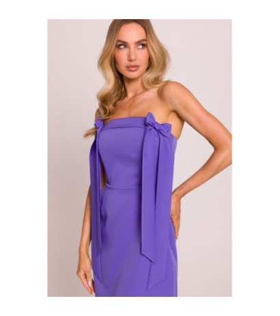 M851 Sukienka gorsetowa z kokardkami - jasnofioletowa