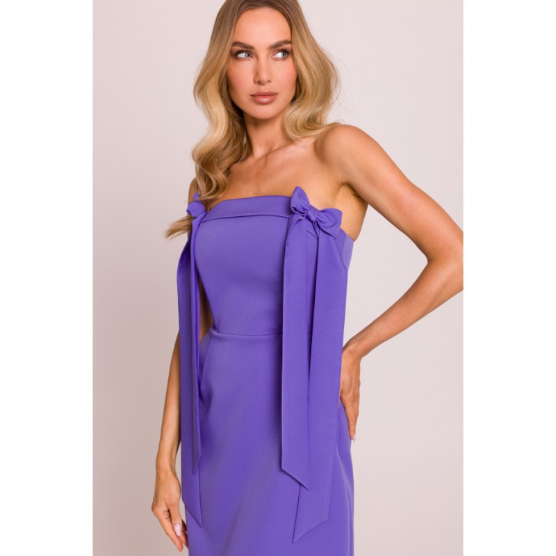 M851 Sukienka gorsetowa z kokardkami - jasnofioletowa