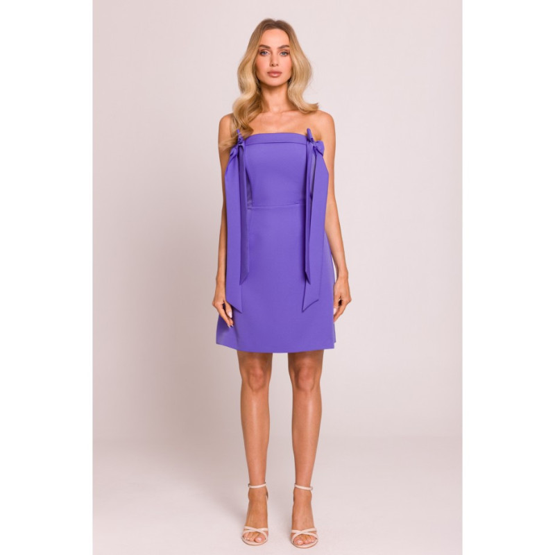 M851 Sukienka gorsetowa z kokardkami - jasnofioletowa