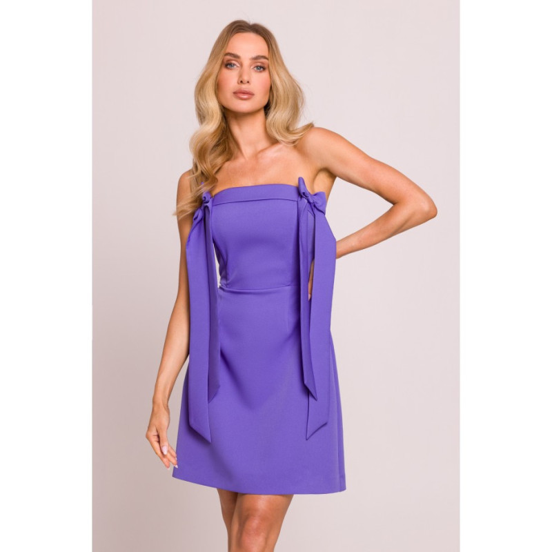 M851 Sukienka gorsetowa z kokardkami - jasnofioletowa