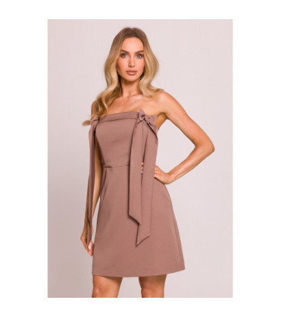 M851 Sukienka gorsetowa z kokardkami - mokka