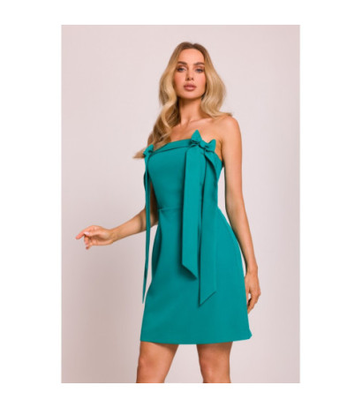 M851 Sukienka gorsetowa z kokardkami - turkusowa