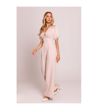 M852 Kombinezon z głębokim dekoltem - jasny beżowy