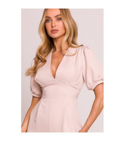 M852 Kombinezon z głębokim dekoltem - jasny beżowy