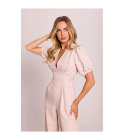 M852 Kombinezon z głębokim dekoltem - jasny beżowy