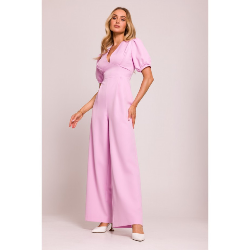 M852 Kombinezon z głębokim dekoltem - cukierkowy róż