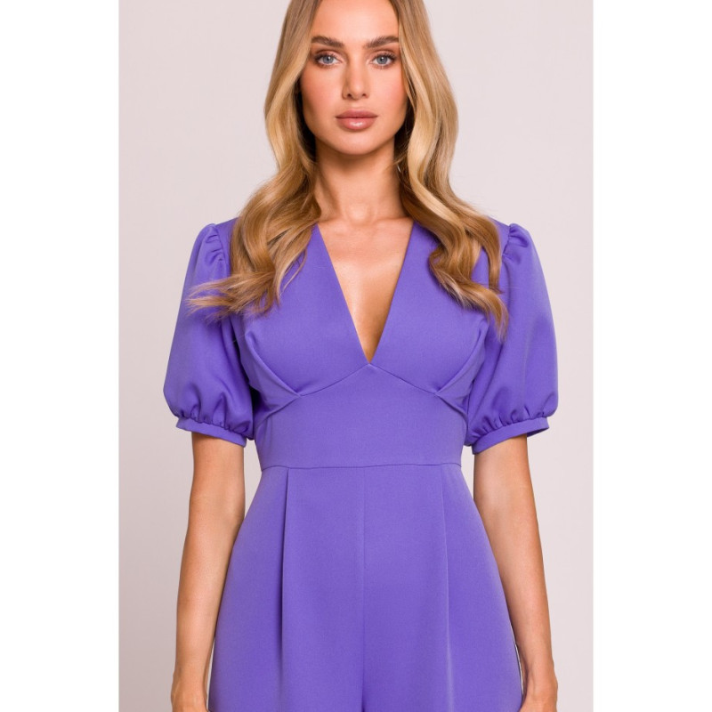 M852 Kombinezon z głębokim dekoltem - jasnofioletowy