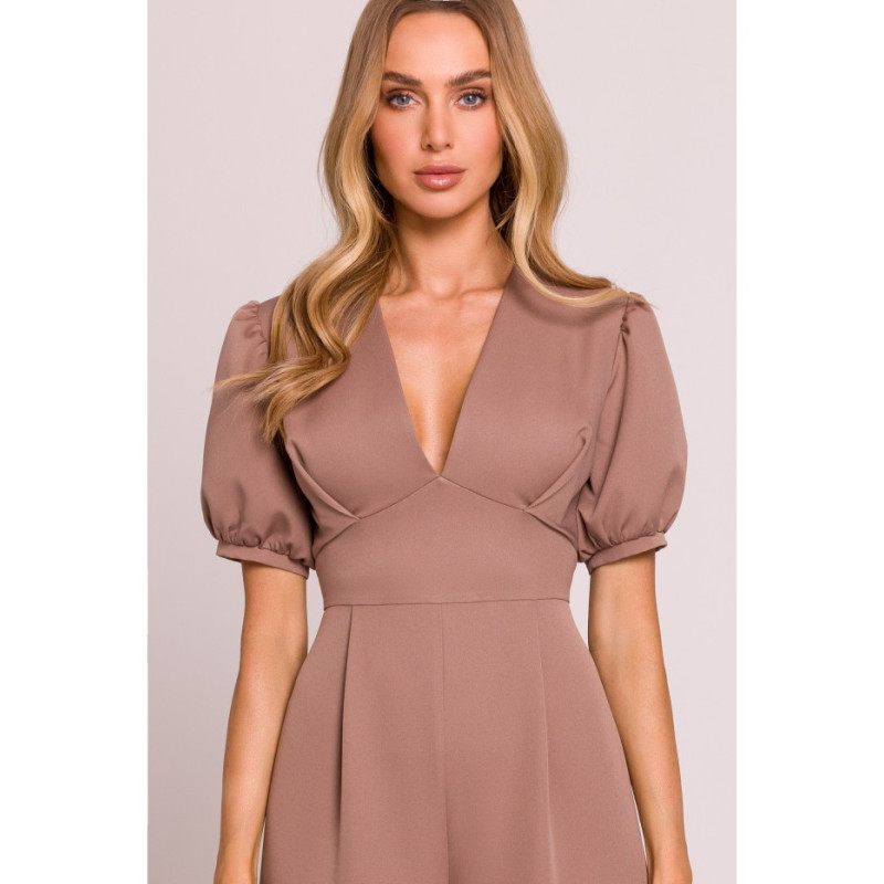 M852 Kombinezon z głębokim dekoltem - mokka