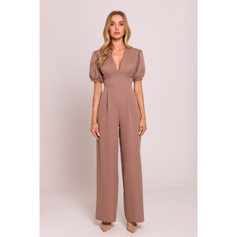 M852 Kombinezon z głębokim dekoltem - mokka