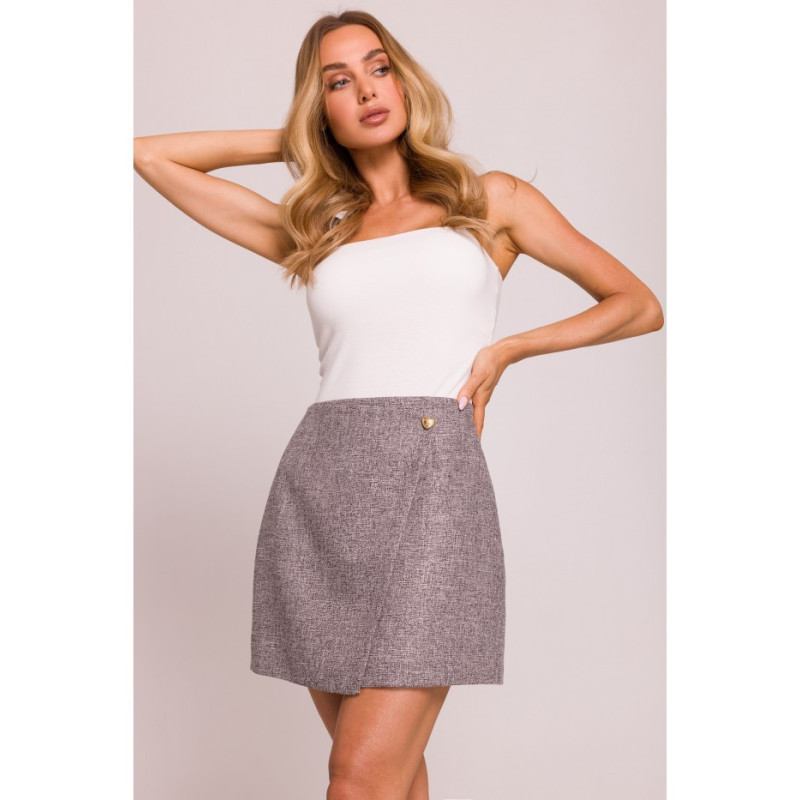 M854 Mini spódniczka na zakładkę - grafitowa