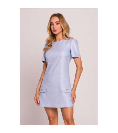 M855 Mini sukienka trapezowa - błękitna