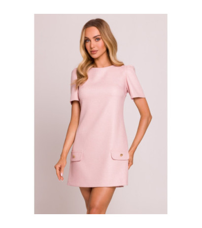 M855 Mini sukienka trapezowa - brzoskwiniowa