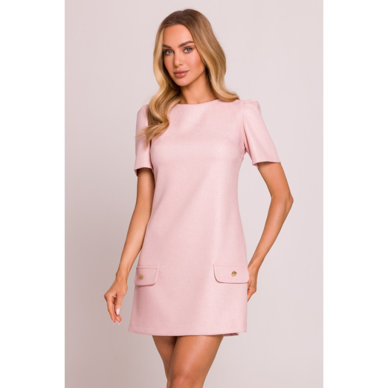 M855 Mini sukienka trapezowa - brzoskwiniowa