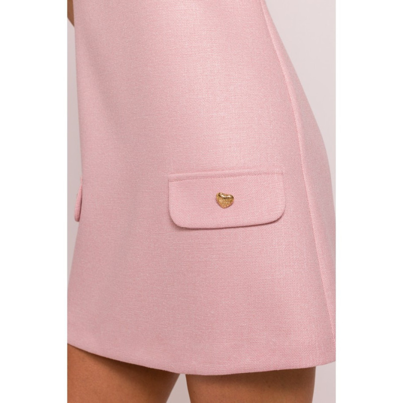 M855 Mini sukienka trapezowa - brzoskwiniowa