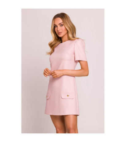 M855 Mini sukienka trapezowa - brzoskwiniowa
