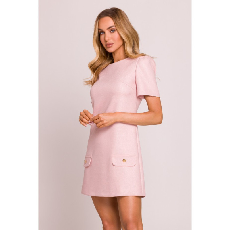M855 Mini sukienka trapezowa - brzoskwiniowa