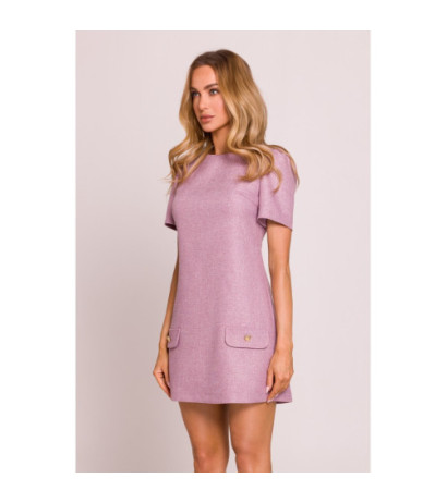 M855 Mini sukienka trapezowa - marsala