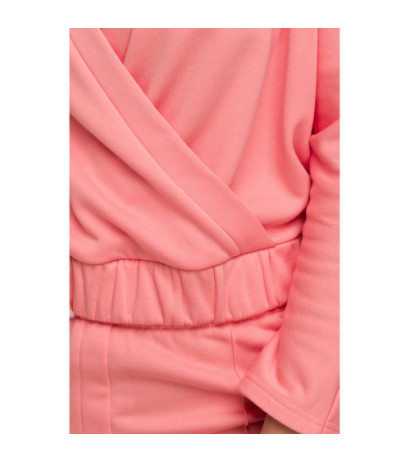 B292 Bluza z kopertowym dekoltem - koralowa