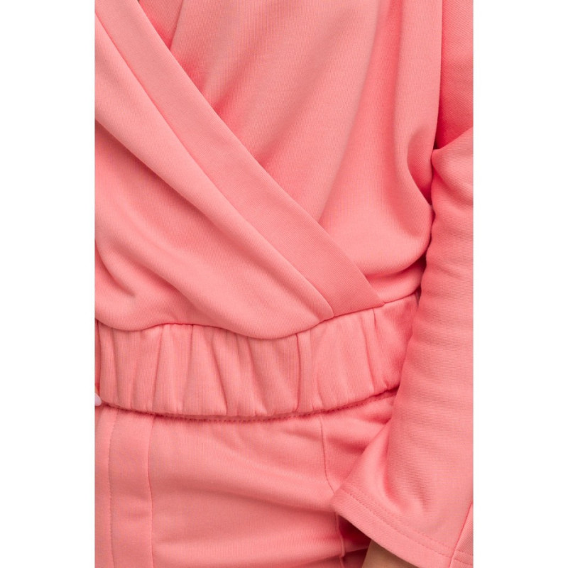 B292 Bluza z kopertowym dekoltem - koralowa