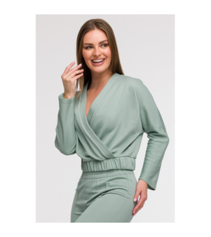 B292 Bluza z kopertowym dekoltem - miętowa