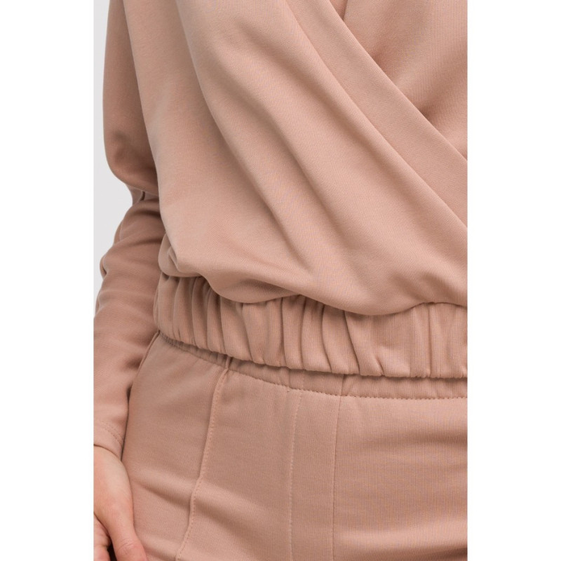 B292 Bluza z kopertowym dekoltem - mokka