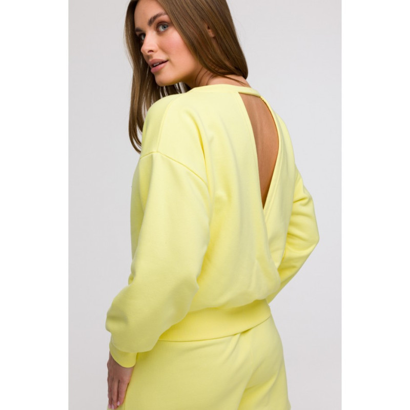 B293 Bluza z otwartymi plecami - cytrynowa