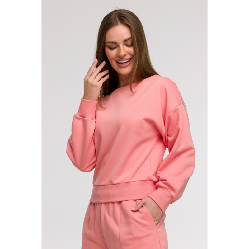 B293 Bluza z otwartymi plecami - koralowa
