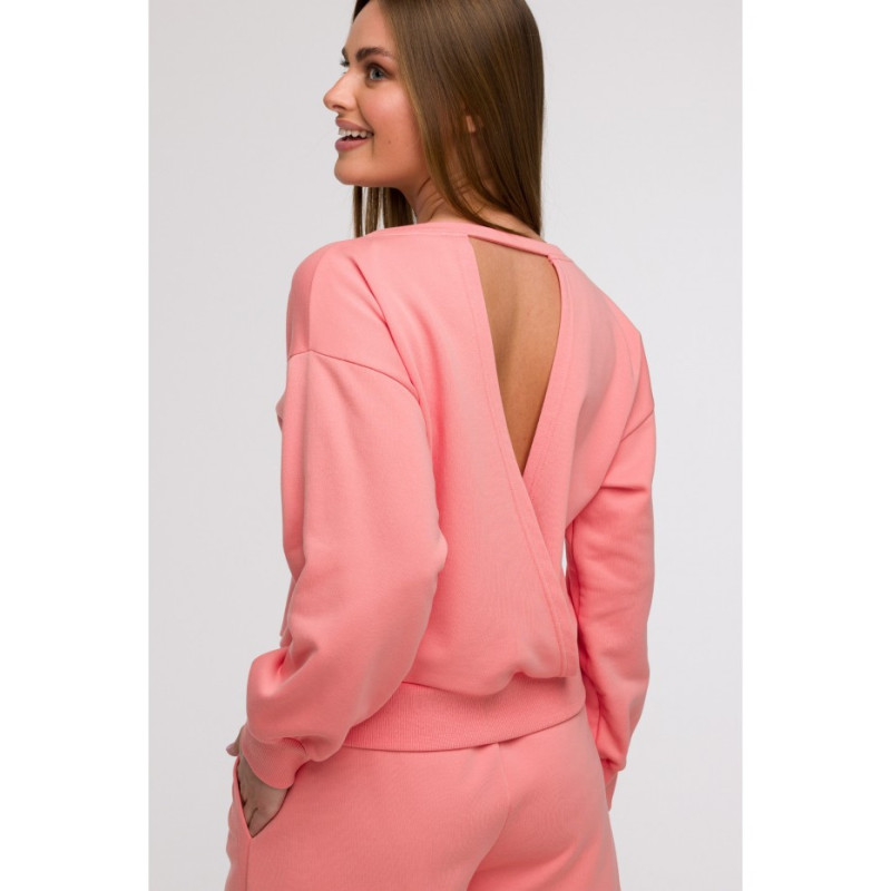 B293 Bluza z otwartymi plecami - koralowa