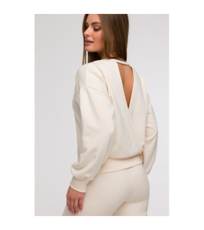 B293 Bluza z otwartymi plecami - waniliowa