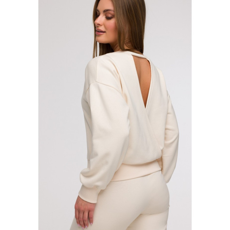 B293 Bluza z otwartymi plecami - waniliowa