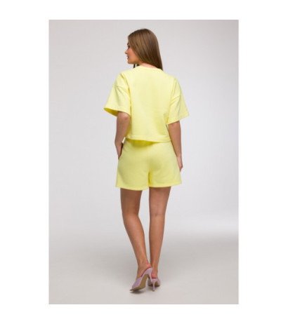 B294 Bluza oversize z krótkimi rękawami - cytrynowa