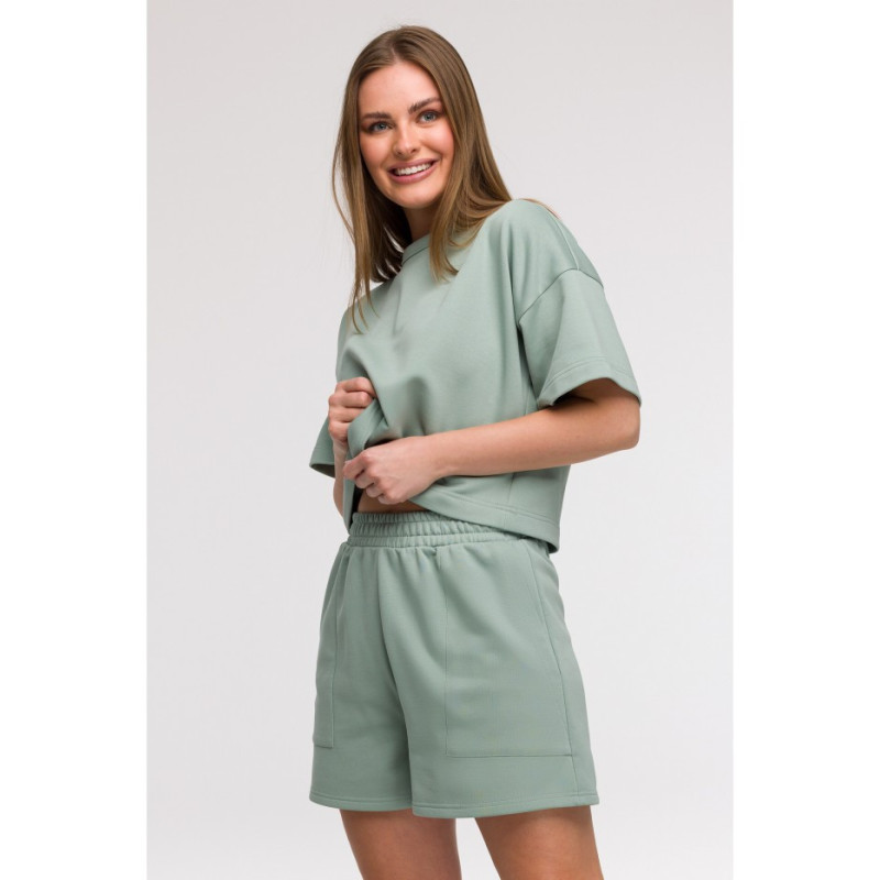 B295 Szorty z kieszeniami - miętowe