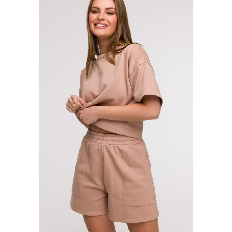 B295 Szorty z kieszeniami - mokka