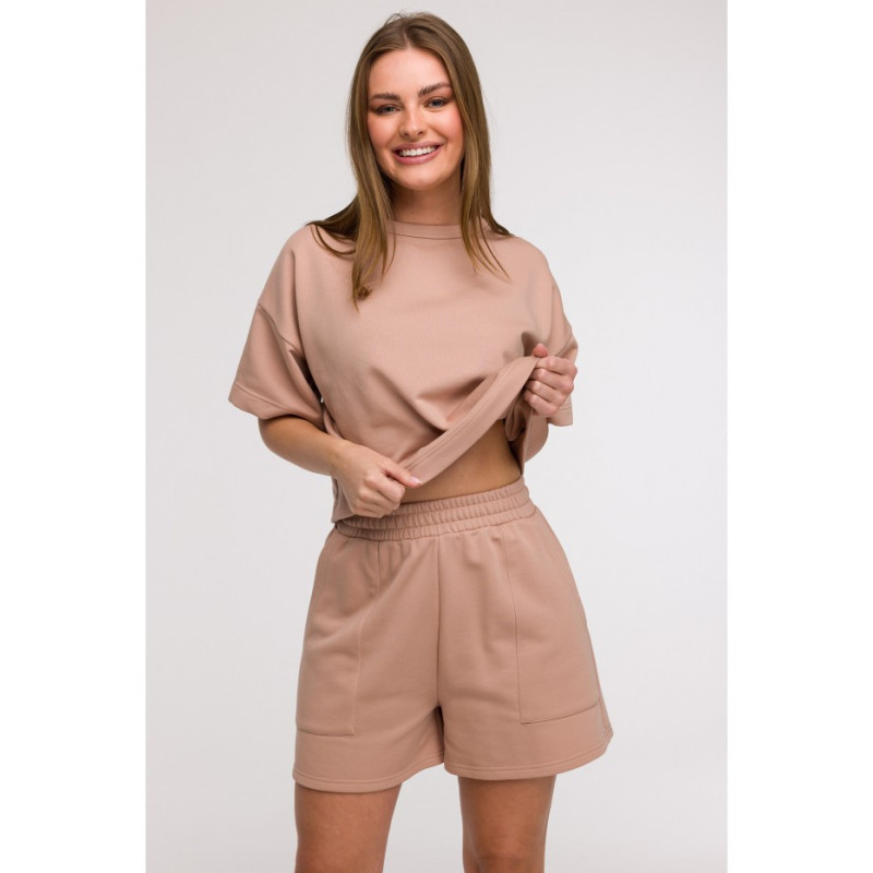 B295 Szorty z kieszeniami - mokka