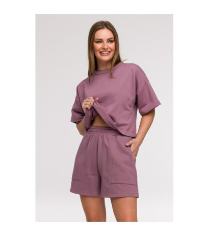 B295 Szorty z kieszeniami - wrzosowe