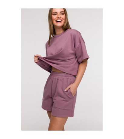 B295 Szorty z kieszeniami - wrzosowe