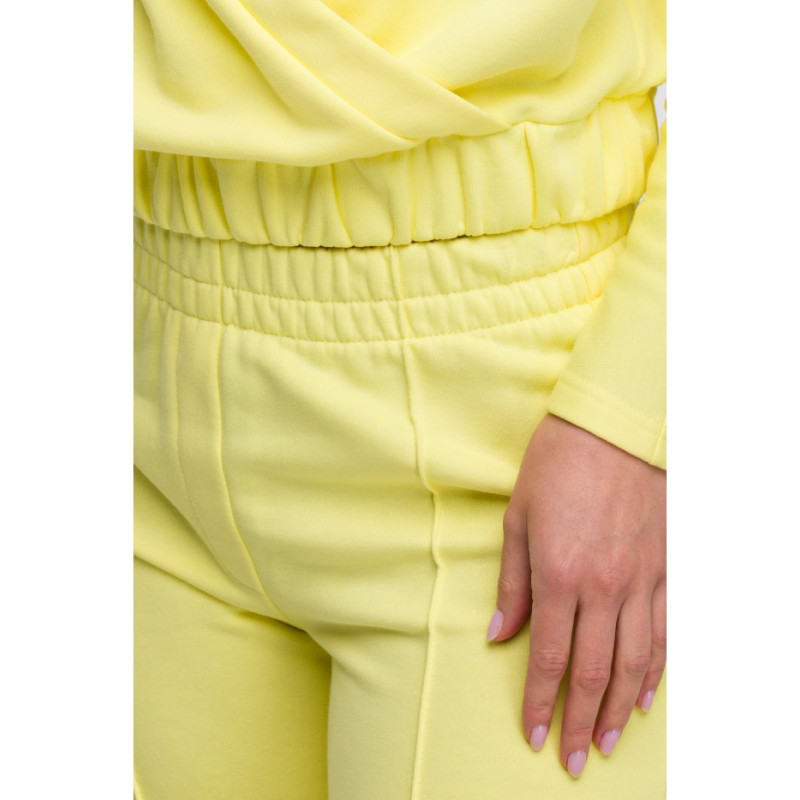 B296 Spodnie dresowe z przeszyciami - cytrynowe