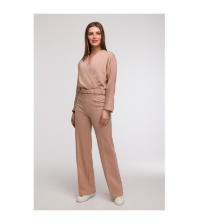 B296 Spodnie dresowe z przeszyciami - mokka