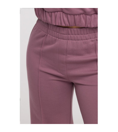 B296 Spodnie dresowe z przeszyciami - wrzosowe