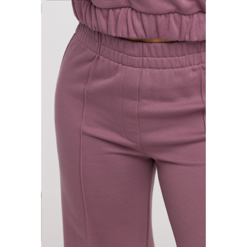 B296 Spodnie dresowe z przeszyciami - wrzosowe