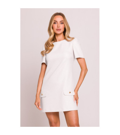M855 Mini sukienka trapezowa - śmietankowa