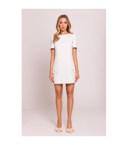 M855 Mini sukienka trapezowa - śmietankowa