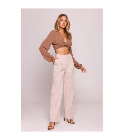 M799 Spodnie z szerokimi nogawkami - beżowe