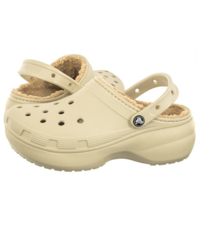 Crocs Classic Platform Lined Bone 207938-2Y2 (CR302-b) Women's Shoes/Flip Flops
