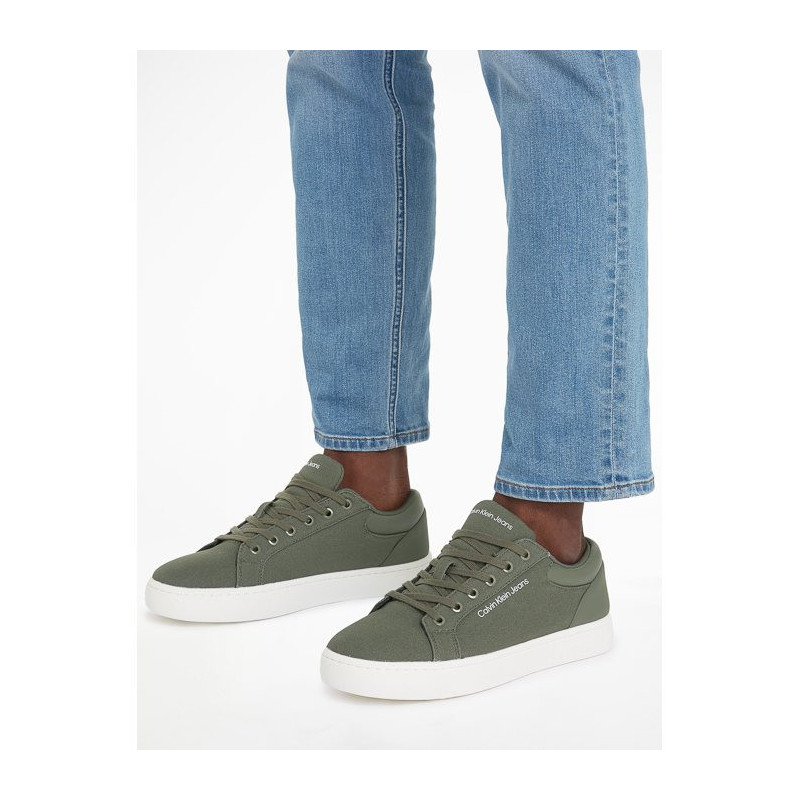 Calvin Klein Classic Cupsole Low Lth In Dc Dusty Olive/Bright White YM0YM00976 0IH (CK495-b) sports shoes