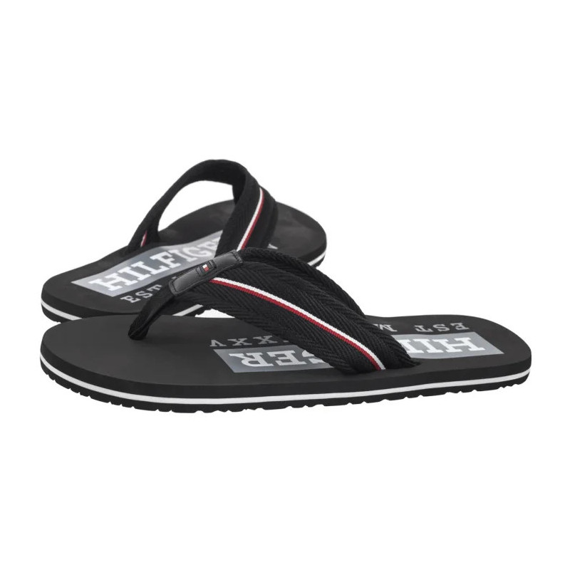 Tommy Hilfiger Corporate Hilfiger Beach Sandal Black FM0FM05436 BDS (TH1321-b) shoes