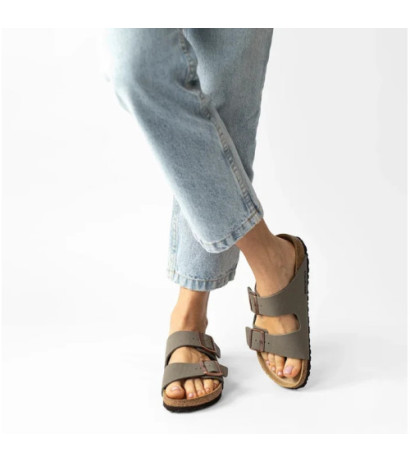 Birkenstock Arizona BF Nubuk Stone 151213 (BK19-b) Women's Shoes/Flip Flops